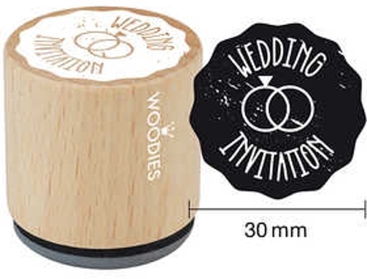 Houten stempel, d: 30 mm, h: 35 mm, Wedding invitation , 1stuk [HOB-32356]